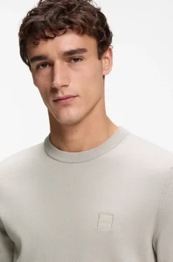 Cotton-blend sweater with logo patch