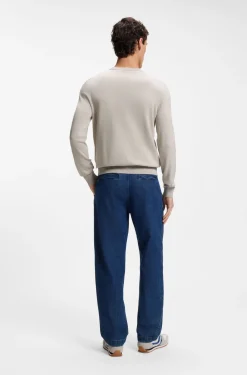 Cotton-blend sweater with logo patch