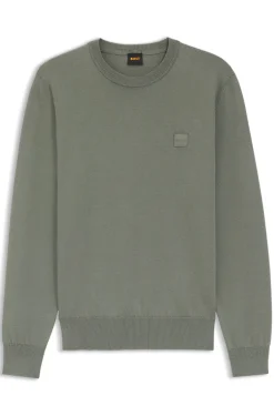 Cotton-blend sweater with logo patch