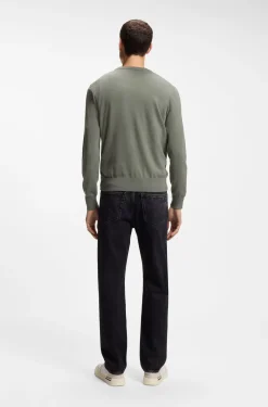 Cotton-blend sweater with logo patch
