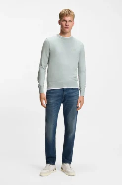Cotton-blend sweater with logo patch