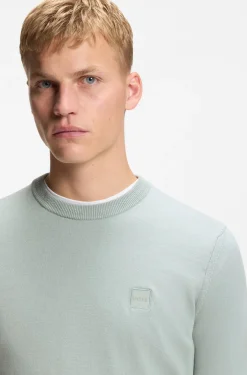Cotton-blend sweater with logo patch