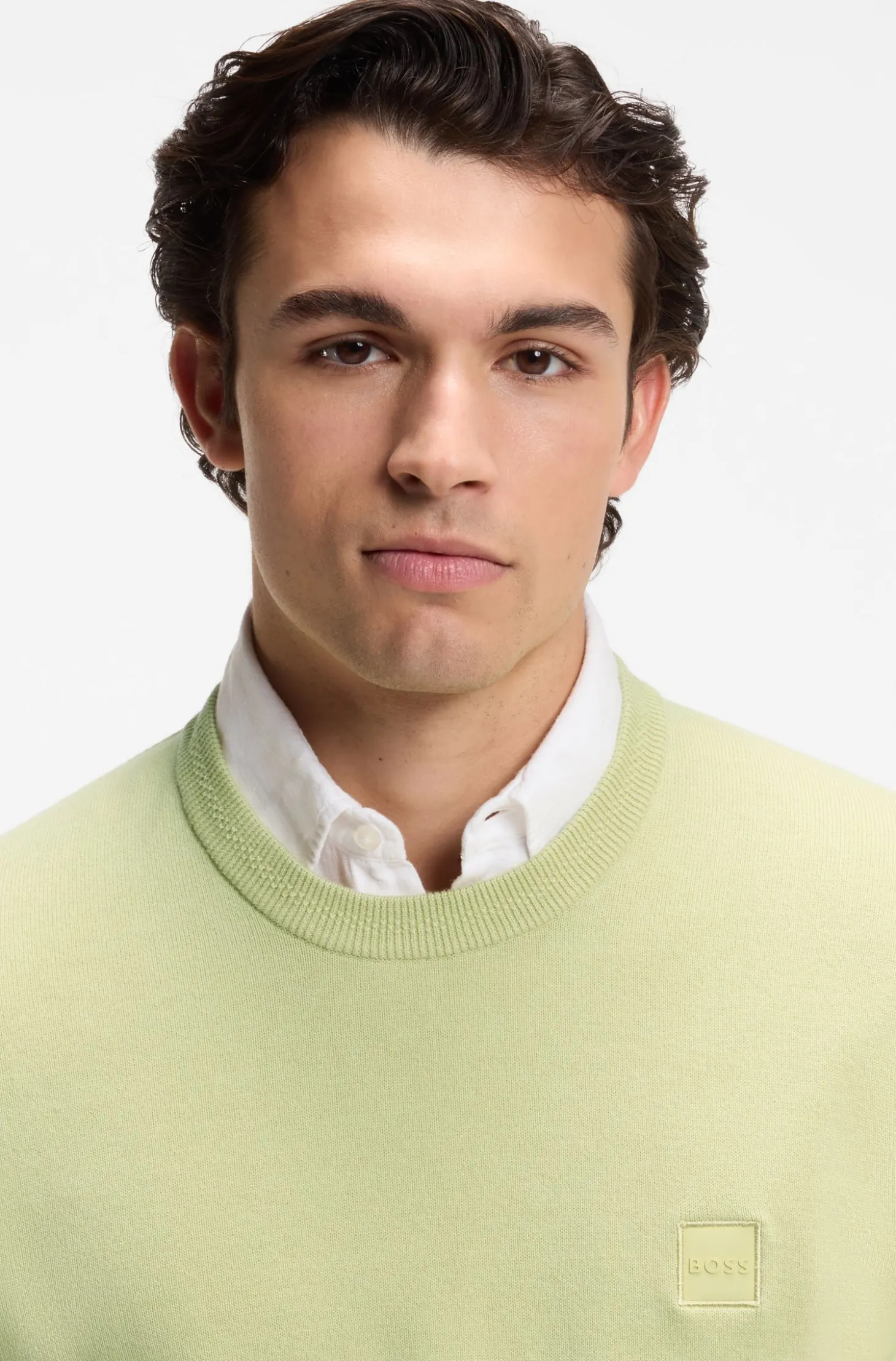 Cotton-blend sweater with logo patch