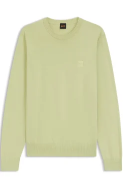 Cotton-blend sweater with logo patch