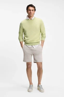 Cotton-blend sweater with logo patch