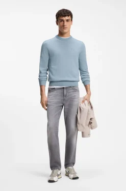 Cotton-blend sweater with logo patch