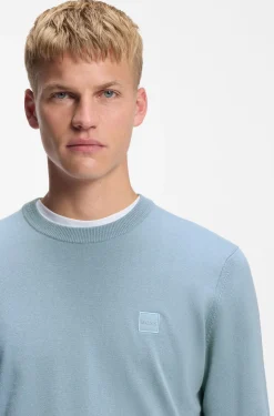 Cotton-blend sweater with logo patch