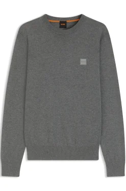 Cotton-blend sweater with logo patch