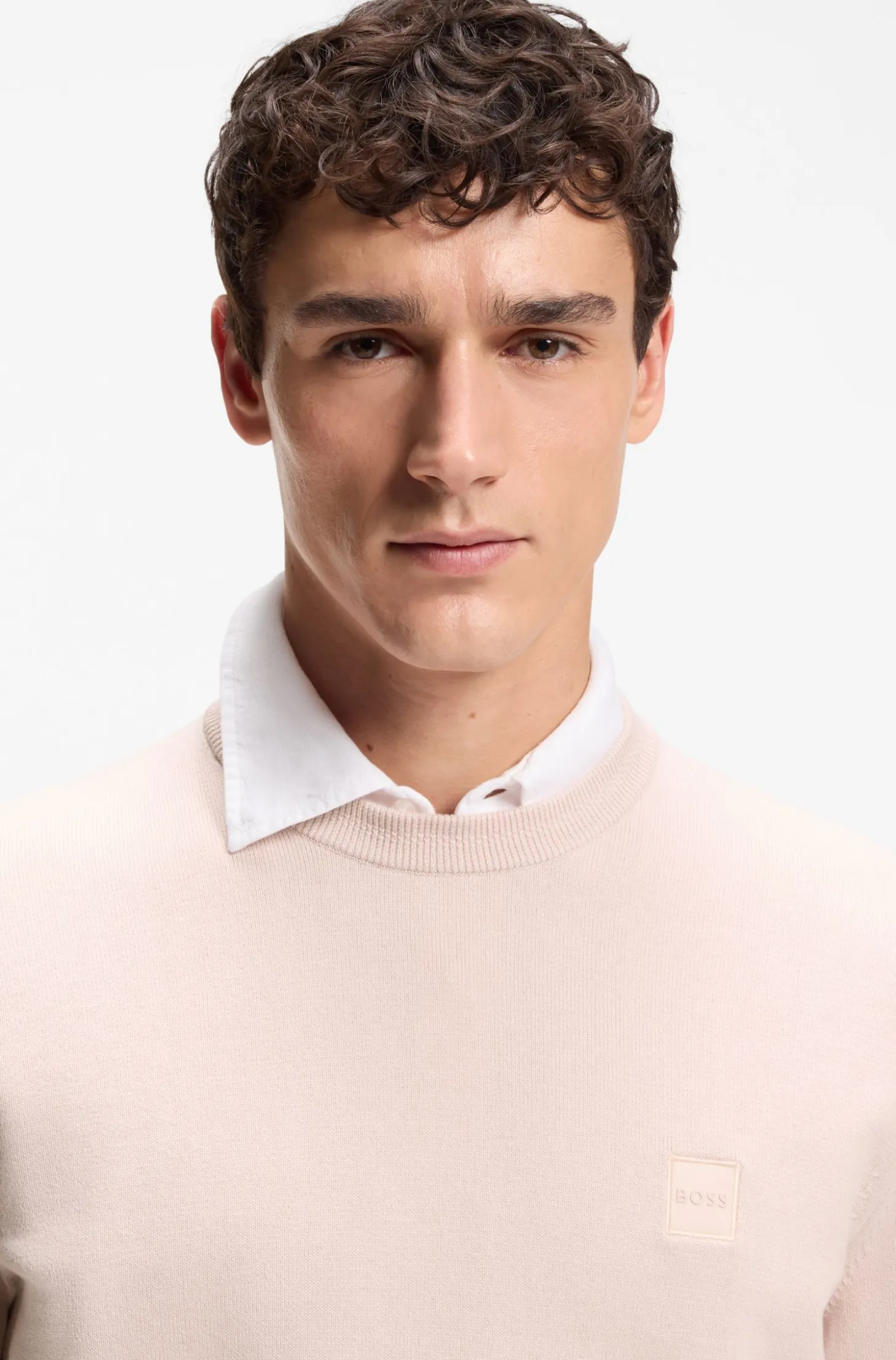 Cotton-blend sweater with logo patch