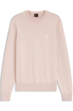 Cotton-blend sweater with logo patch