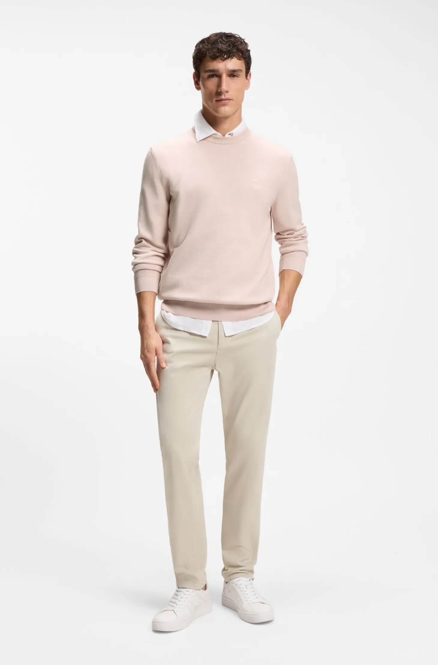Cotton-blend sweater with logo patch