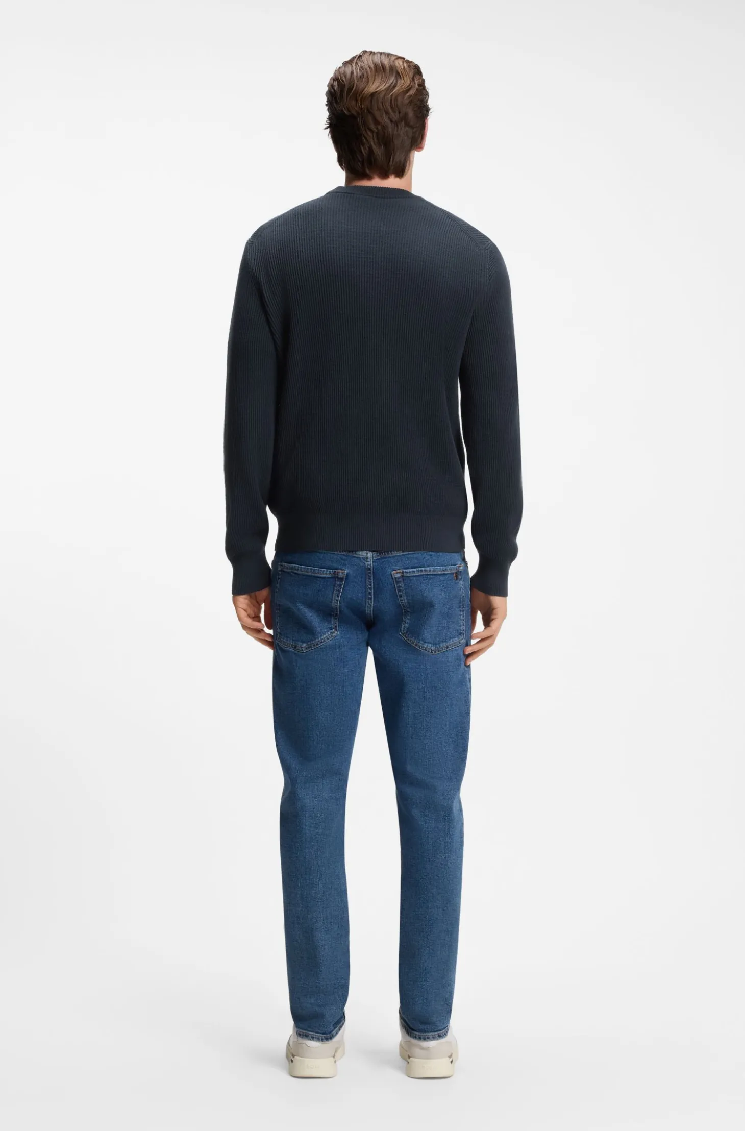 Cotton-blend sweater with ribbed knit