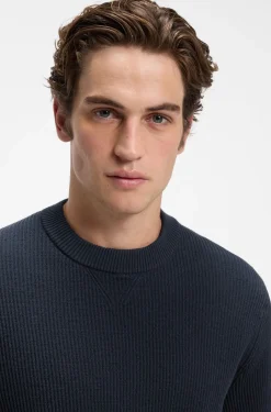 Cotton-blend sweater with ribbed knit