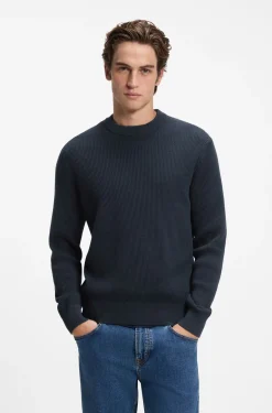 Cotton-blend sweater with ribbed knit