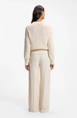 Cotton-blend sweater with structured knit