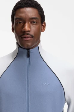 Cotton-blend sweatshirt with contrast piping