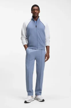Cotton-blend sweatshirt with contrast piping