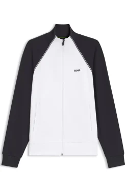 Cotton-blend sweatshirt with contrast piping