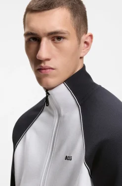 Cotton-blend sweatshirt with contrast piping