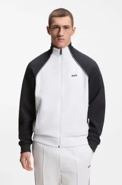 Cotton-blend sweatshirt with contrast piping