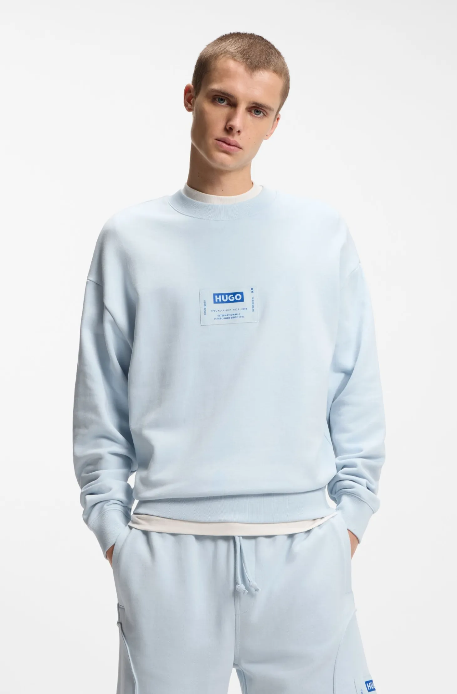 Cotton-blend sweatshirt with logo label