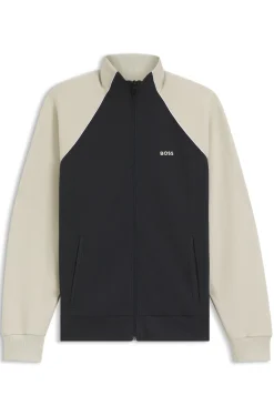 Cotton-blend sweatshirt with contrast piping