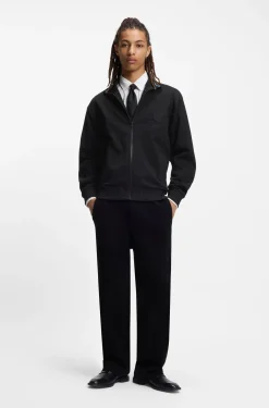 Cotton-blend sweatshirt with drop-needle stripe