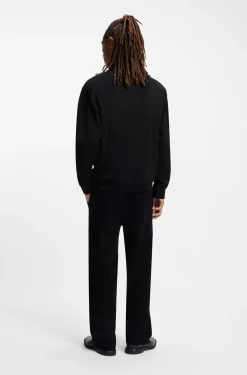 Cotton-blend sweatshirt with drop-needle stripe