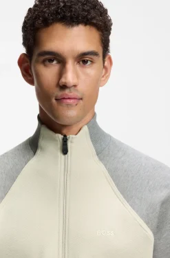 Cotton-blend sweatshirt with contrast piping