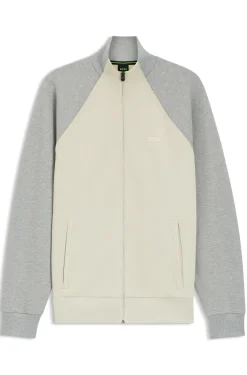 Cotton-blend sweatshirt with contrast piping