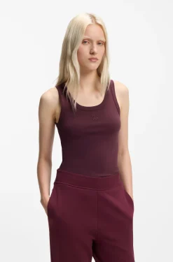 Cotton-blend tank top with stacked-logo embroidery