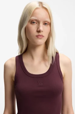 Cotton-blend tank top with stacked-logo embroidery