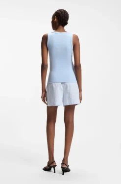 Cotton-blend tank top with stacked-logo embroidery