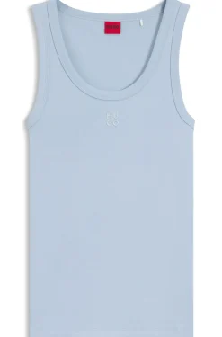 Cotton-blend tank top with stacked-logo embroidery
