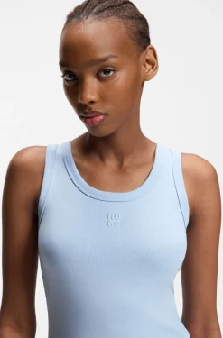 Cotton-blend tank top with stacked-logo embroidery