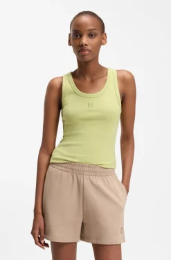 Cotton-blend tank top with stacked-logo embroidery