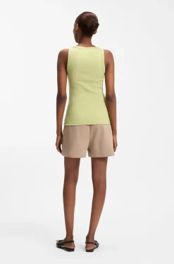 Cotton-blend tank top with stacked-logo embroidery
