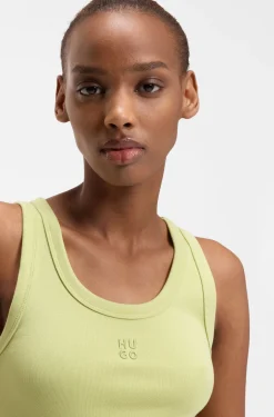 Cotton-blend tank top with stacked-logo embroidery