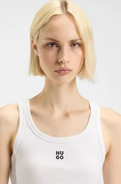 Cotton-blend tank top with stacked-logo embroidery
