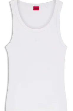 Cotton-blend tank top with stacked-logo embroidery