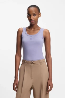Cotton-blend tank top with stacked-logo embroidery