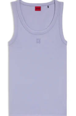 Cotton-blend tank top with stacked-logo embroidery