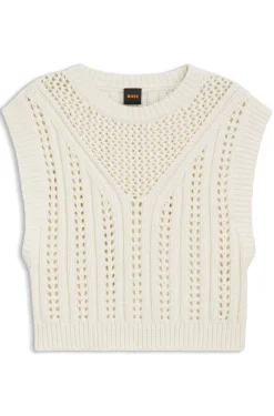 Cotton-blend top with open-knit structure