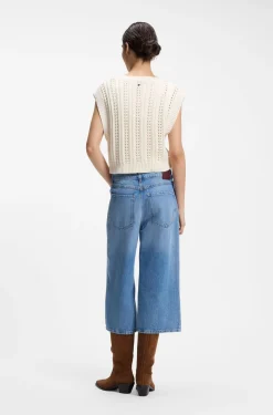 Cotton-blend top with open-knit structure