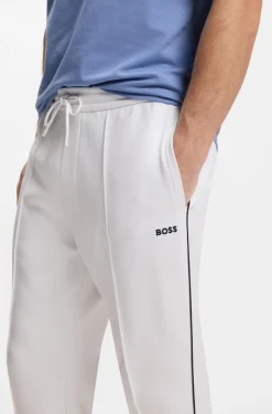 Cotton-blend tracksuit bottoms with piping details