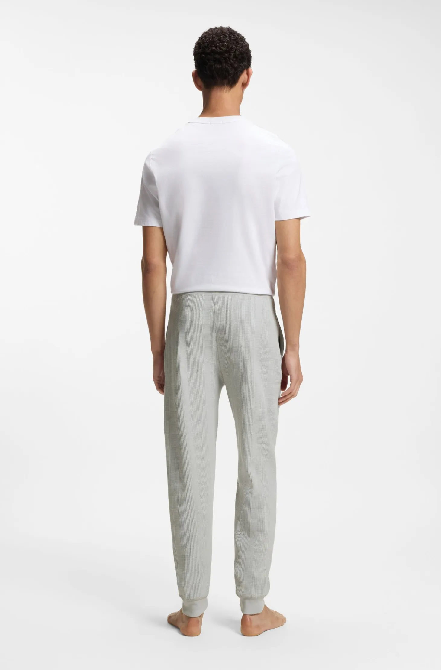Cotton-blend tracksuit bottoms with waffle structure