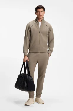 Cotton-blend tracksuit set with contrast piping