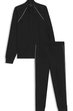 Cotton-blend tracksuit set with contrast piping