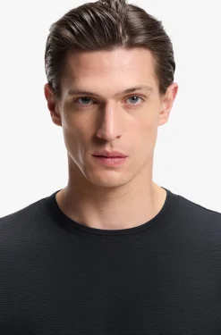 Cotton-blend T-shirt with bubble-jacquard structure