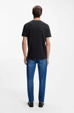 Cotton-blend T-shirt with bubble-jacquard structure